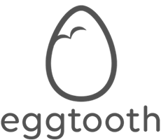 Eggtooth logo - showing an illustration of a cracked egg